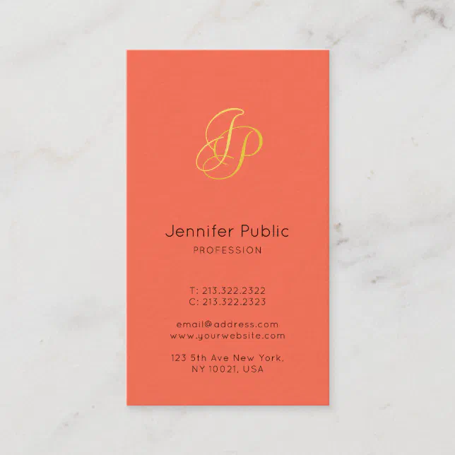 Modern Elegant Colors Gold Look Monogram Template Business Card | Zazzle