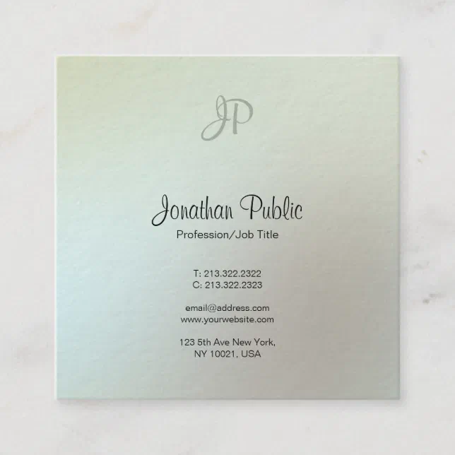 Modern Elegant Colors Monogram Professional Luxury Square Business Card ...