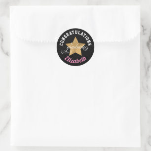 Modern Elegant Congratulations Monogram Graduation Classic Round Sticker
