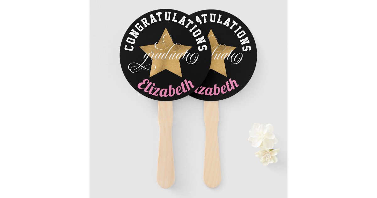 Modern Elegant Congratulations Monogram Graduation Hand Fan | Zazzle