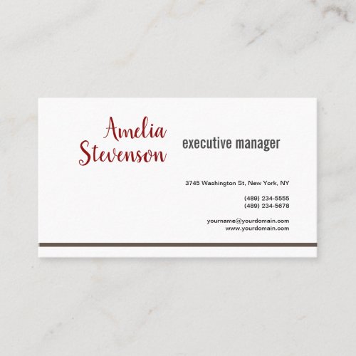 Modern Elegant Contemporary Plain Red Grey White Business Card