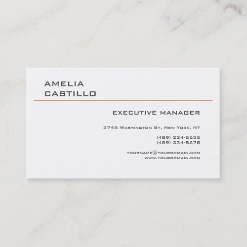 Modern Elegant Contemporary Plain White Business Card