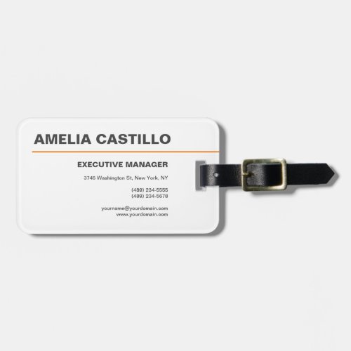 Modern Elegant Contemporary Plain White Luggage Tag