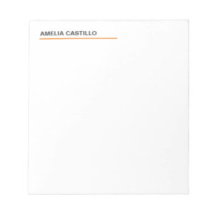 Modern Elegant Contemporary Plain White Notepad