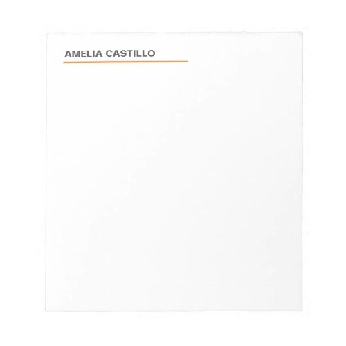 Modern Elegant Contemporary Plain White Notepad