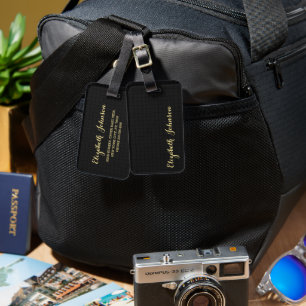 Modern Elegant Cool Black Checkered Chic Travel Luggage Tag
