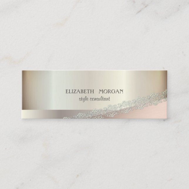 Modern  Elegant Cool, Geometric, Lace Mini Business Card (Front)