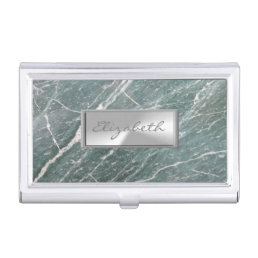 Modern Elegant Cool Green Marble,Frame Business Card Case