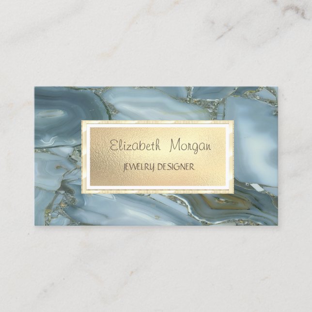 Modern Elegant Cool Marble, Frame Jewelry Designer Business Card (Front)