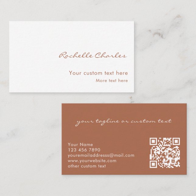 Modern Elegant Copper QR Code Professional  Business Card (Front/Back)