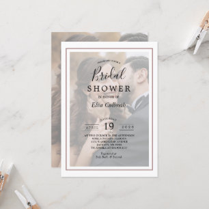 Modern Elegant Copper Rose Photo Bridal Shower Invitation