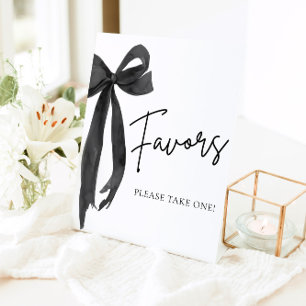 Modern Elegant Coquette Black Bow Favors Sign