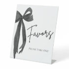 Modern Elegant Coquette Black Bow Favors Sign