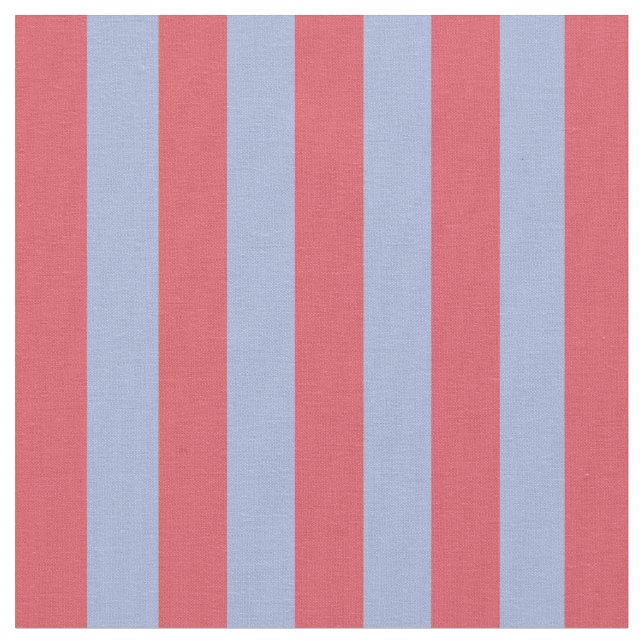 Modern Elegant Coral Light Blue Stripes Fabric (Close Up)