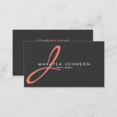 Modern & Elegant coral pink Monogram Professional Business Card (Front/Back)