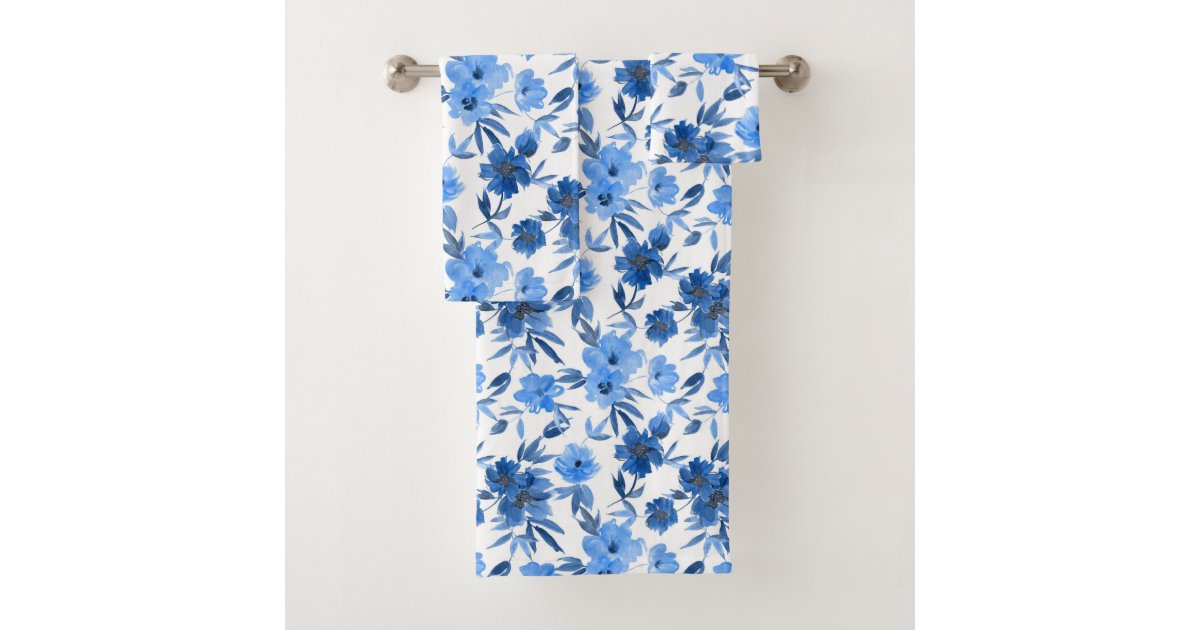 Modern Elegant Cornflower Blue Navy Bath Towel Set Zazzle