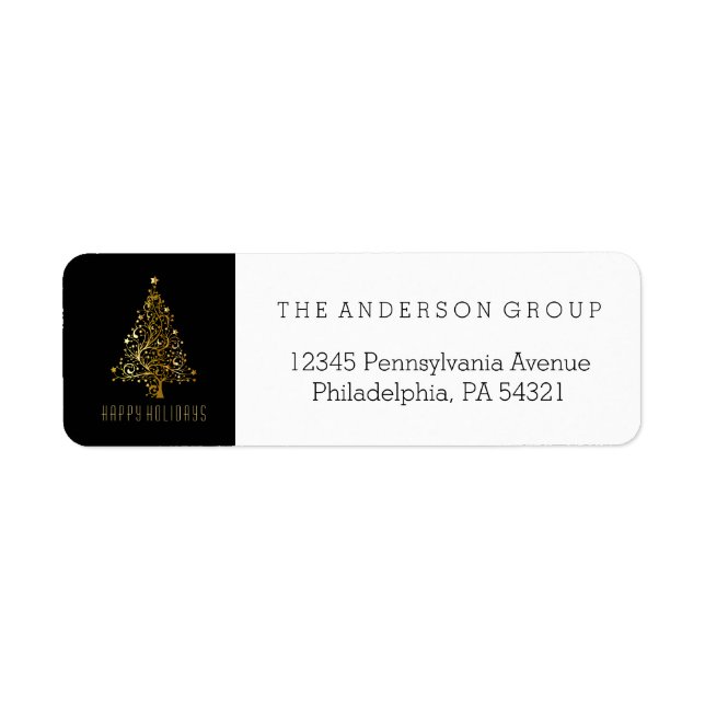 Modern Elegant Corporate Gold Christmas Holiday Label (Front)