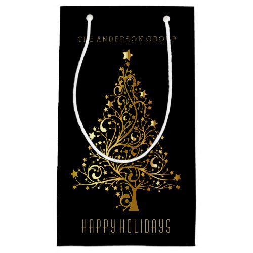 Modern Elegant Corporate Gold Christmas Holiday Small Gift Bag