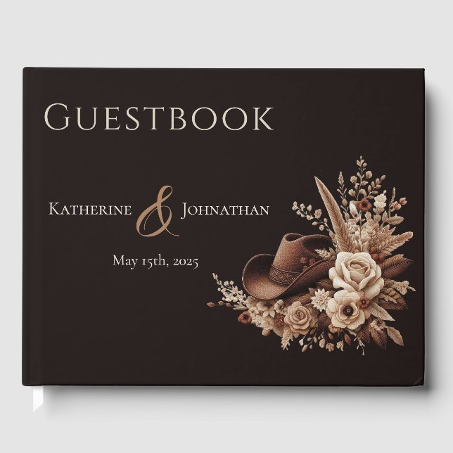 Modern Elegant Country Western- Flora Guest Book (Front)