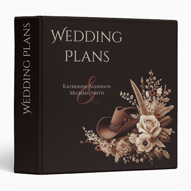 Modern Elegant Country Western- Floral 3 Ring Binder (Front/Spine)