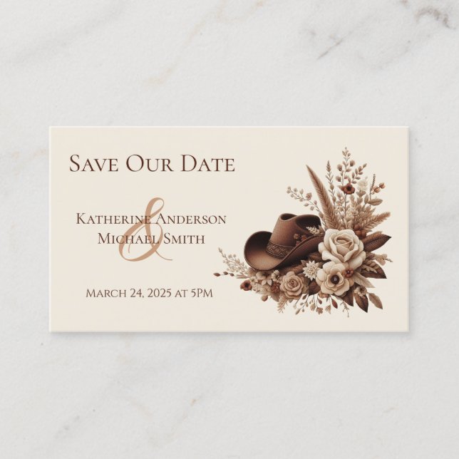 Modern Elegant Country Western- Floral  Business Card (Front)