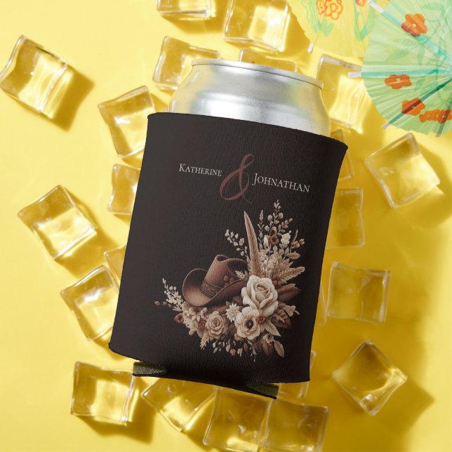 Modern Elegant Country Western- Floral  Can Cooler (In Situ Summer)