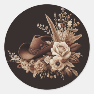Modern Elegant Country Western- Floral  Classic Round Sticker