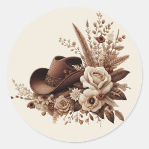 Modern Elegant Country Western- Floral  Classic Round Sticker