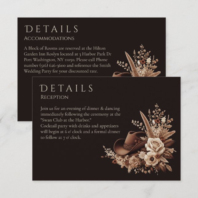 Modern Elegant Country Western- Floral Enclosure Card (Front/Back)