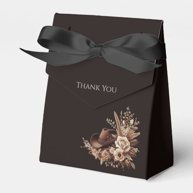 Modern Elegant Country Western- Floral Favor Boxes (Front Side)