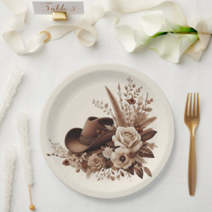 Modern Elegant Country Western- Floral  Paper Plates