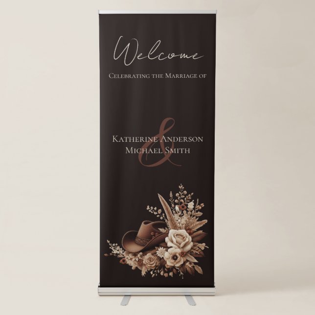 Modern Elegant Country Western- Floral Retractable Banner (Front)