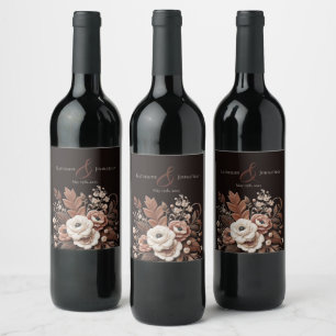 Modern Elegant Country Western- Floral Wine Label