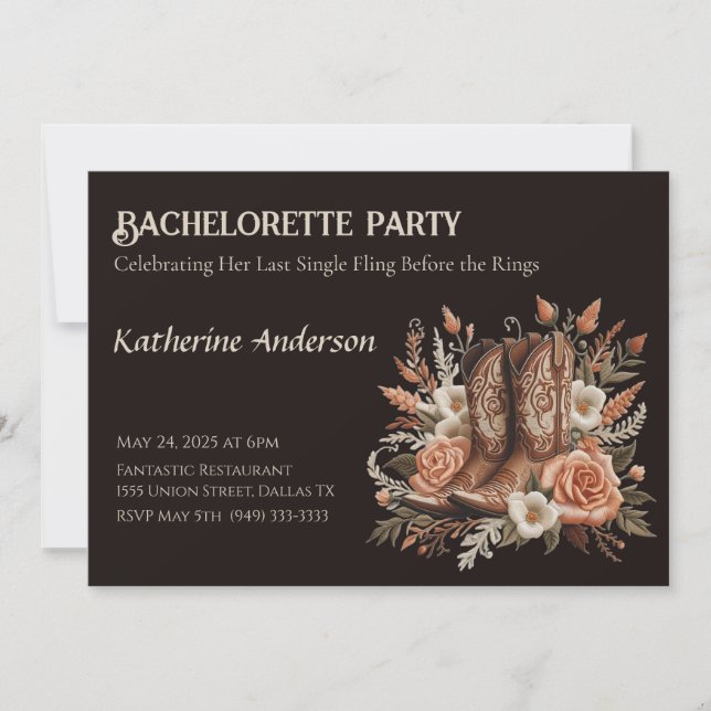Modern Elegant Country Western- Flowers Invitation (Front)