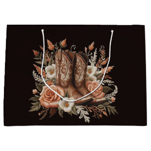 Modern Elegant Country Western- Flowers Large Gift Bag
