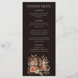 Modern Elegant Country Western- Flowers Menu