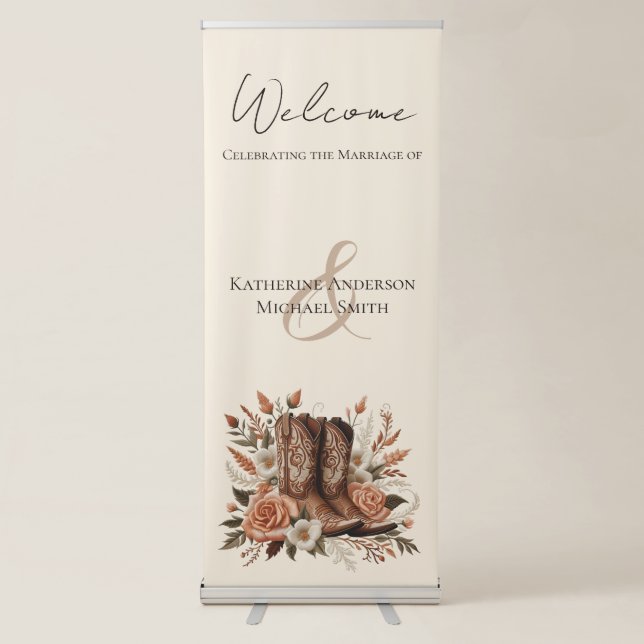 Modern Elegant Country Western- Flowers Retractable Banner (Front)