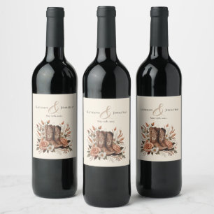 Modern Elegant Country Western- Flowers Wine Label