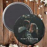 Modern Elegant Couple Photo Custom Date Magnet<br><div class="desc">Introducing our Modern Elegant Couple Photo Custom Date Magnet—a chic and heartfelt way to display your cherished memories. This minimalist design features a cute white heart and elegant text, providing the perfect backdrop for your favorite photo. Customize the magnet with your names and a significant date for a truly personal...</div>