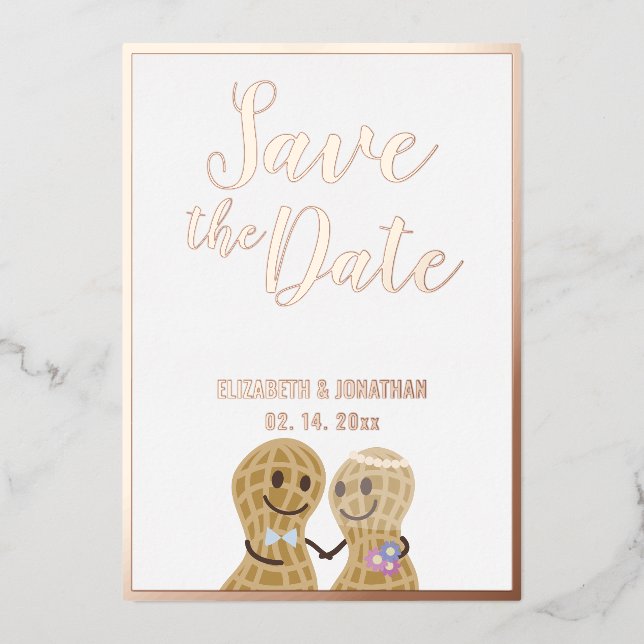 Modern Elegant Couple Photo Wedding Save The Date Foil Invitation (Front)