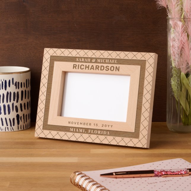 Modern Elegant Couple Wedding Personalized Gifts Engraved Frames (Left)