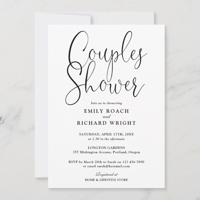 Modern Elegant Couples Bridal Wedding Shower Invitation (Front)