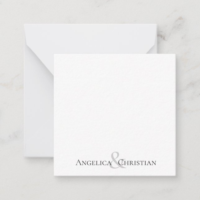 Modern Elegant Couples Personalized Stationery Note Card (Front)