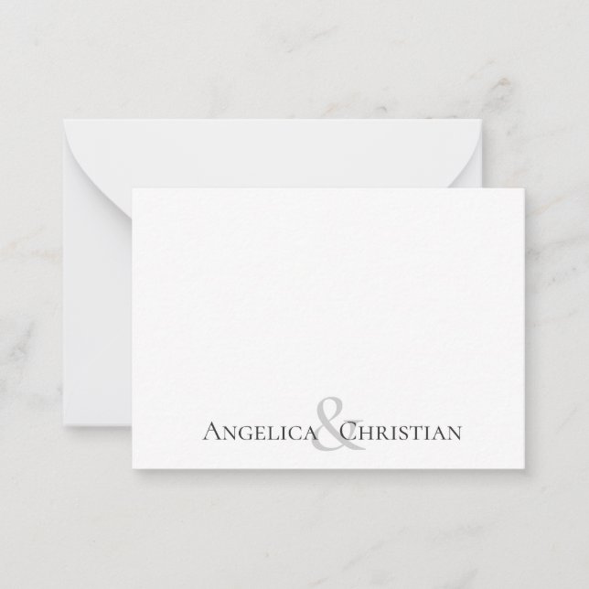 Modern Elegant Couples Personalized Stationery Note Card (Front)
