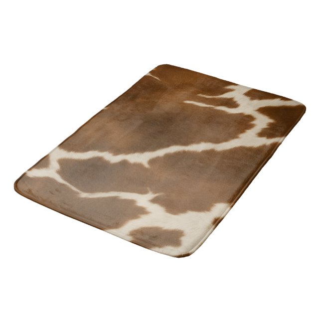 Modern Elegant Cow Faux Leather Collection Bath Mat (Angled)