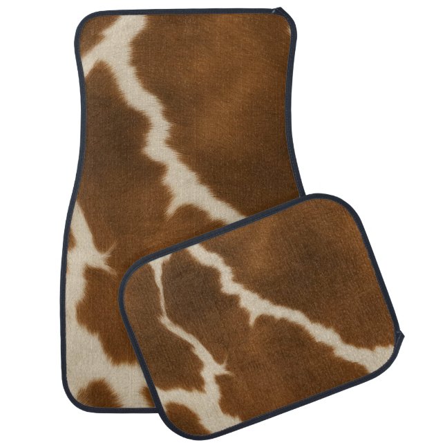 Modern Elegant Cow Faux Leather Collection Car Floor Mat (Set)