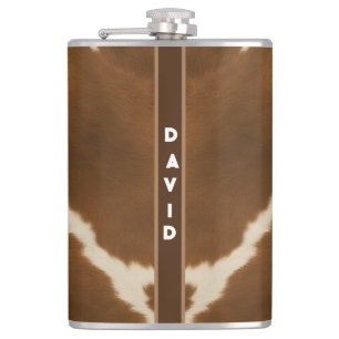 Modern Elegant Cow Faux Leather Collection Flask