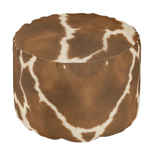 Modern Elegant Cow Faux Leather Collection Pouf