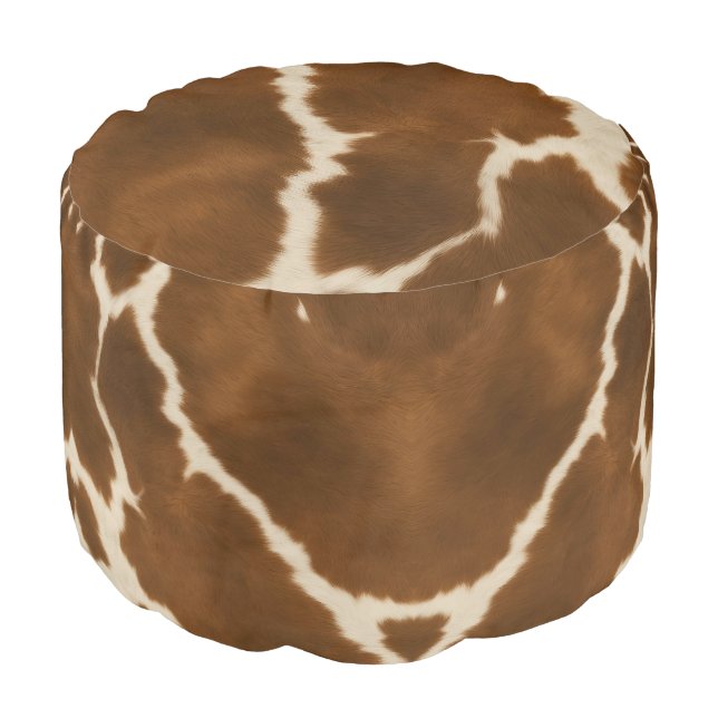 Modern Elegant Cow Faux Leather Collection Pouf (Angled Front)