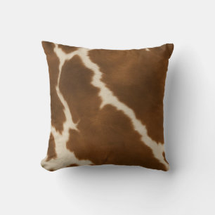 Modern Elegant Cow Faux Leather Collection Throw Pillow